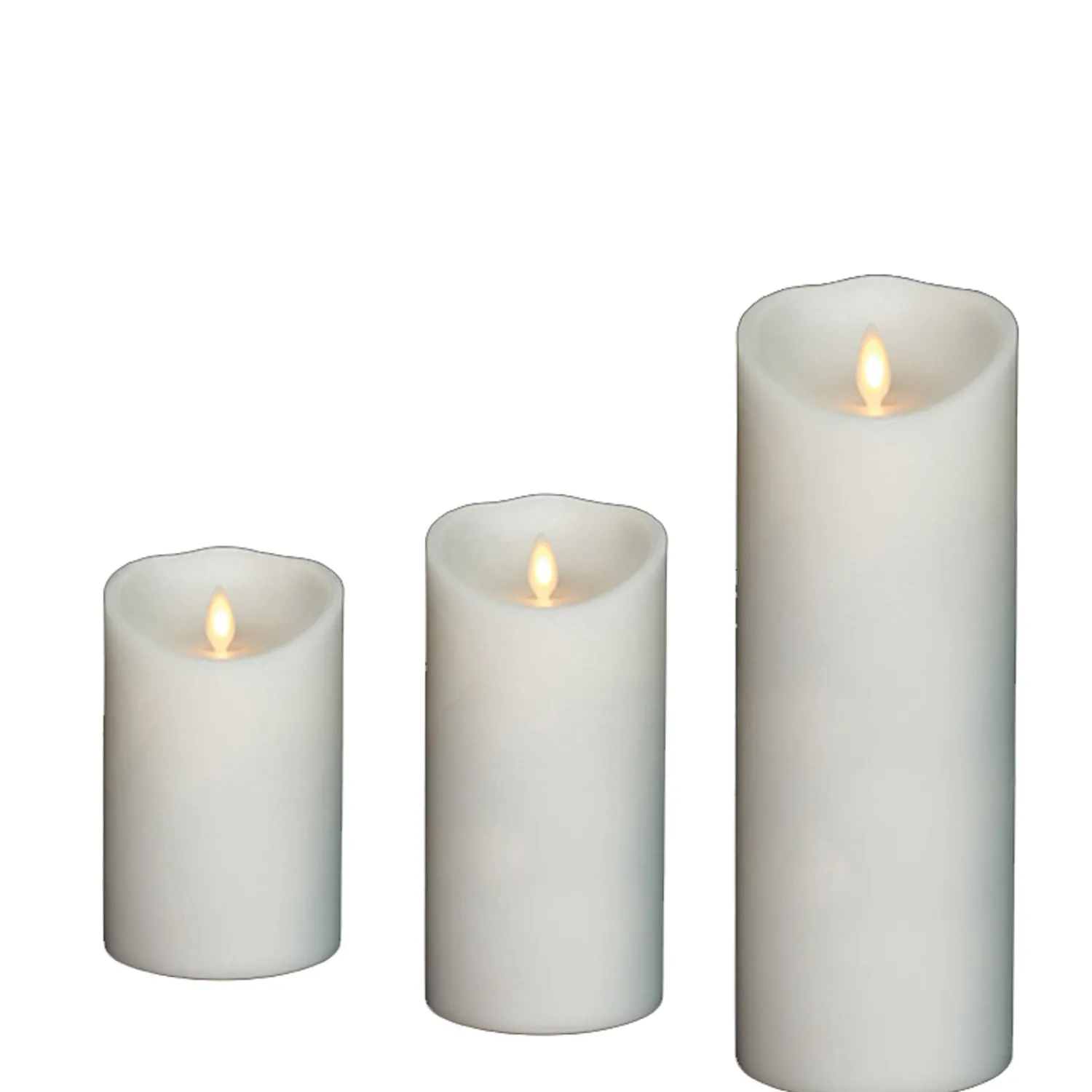 The Jolly Christmas Shop Liown 3.5" X 5", 7", Or 9" Moving Flame White Unscented Pillar Battery Candle