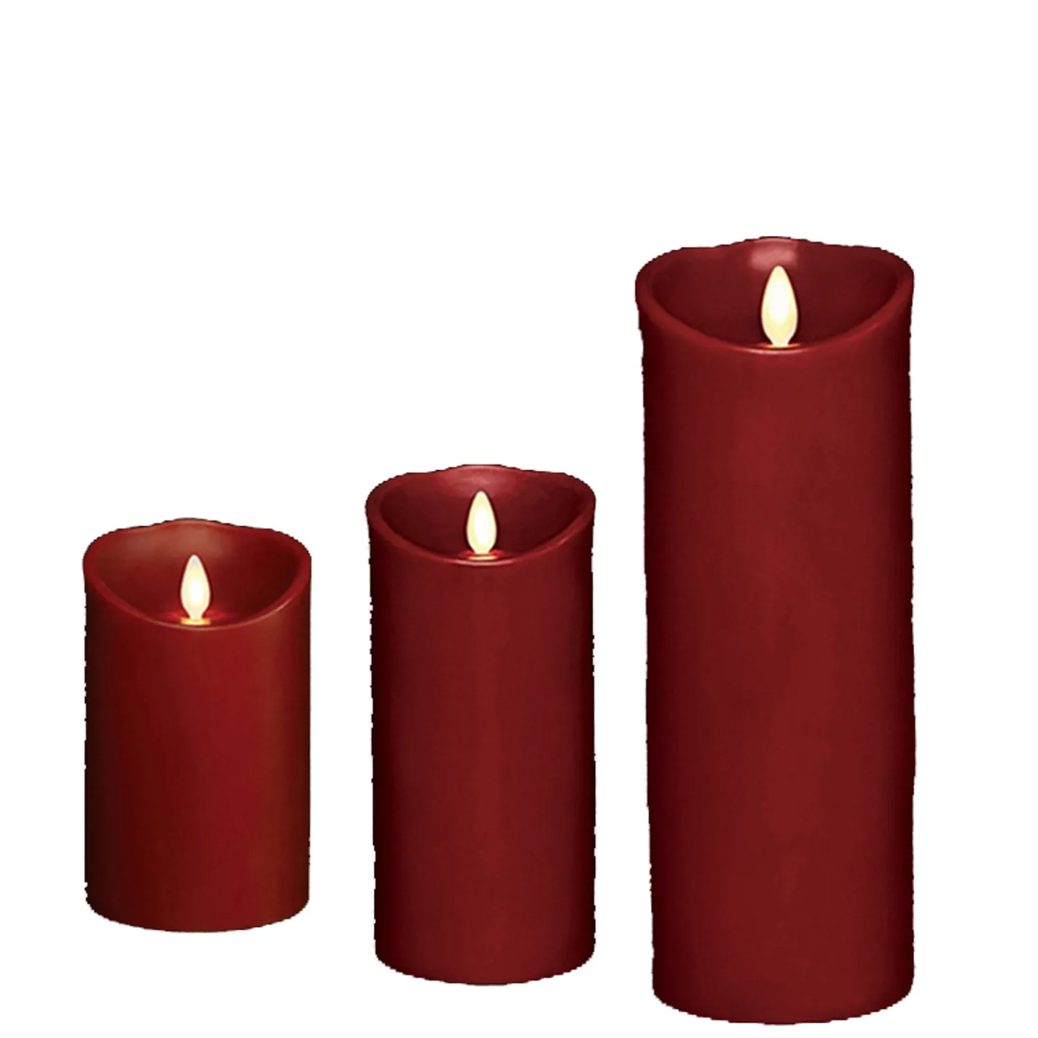 Sale The Jolly Christmas Shop Liown 3.5" X 5", 7", Or 9" Moving Flame Burgundy Red-Cinnamon Scented Pillar Battery Candle