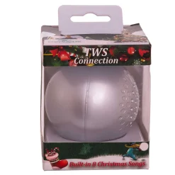 Clearance The Jolly Christmas Shop 70MM Bluetooth Musical Silver Ball Christmas Ornament USB1300