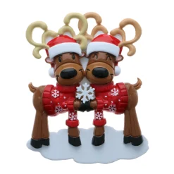 Hot The Jolly Christmas Shop Mr. & Mrs. Reindeer Couple Personalized Christmas Ornament OR2256-2