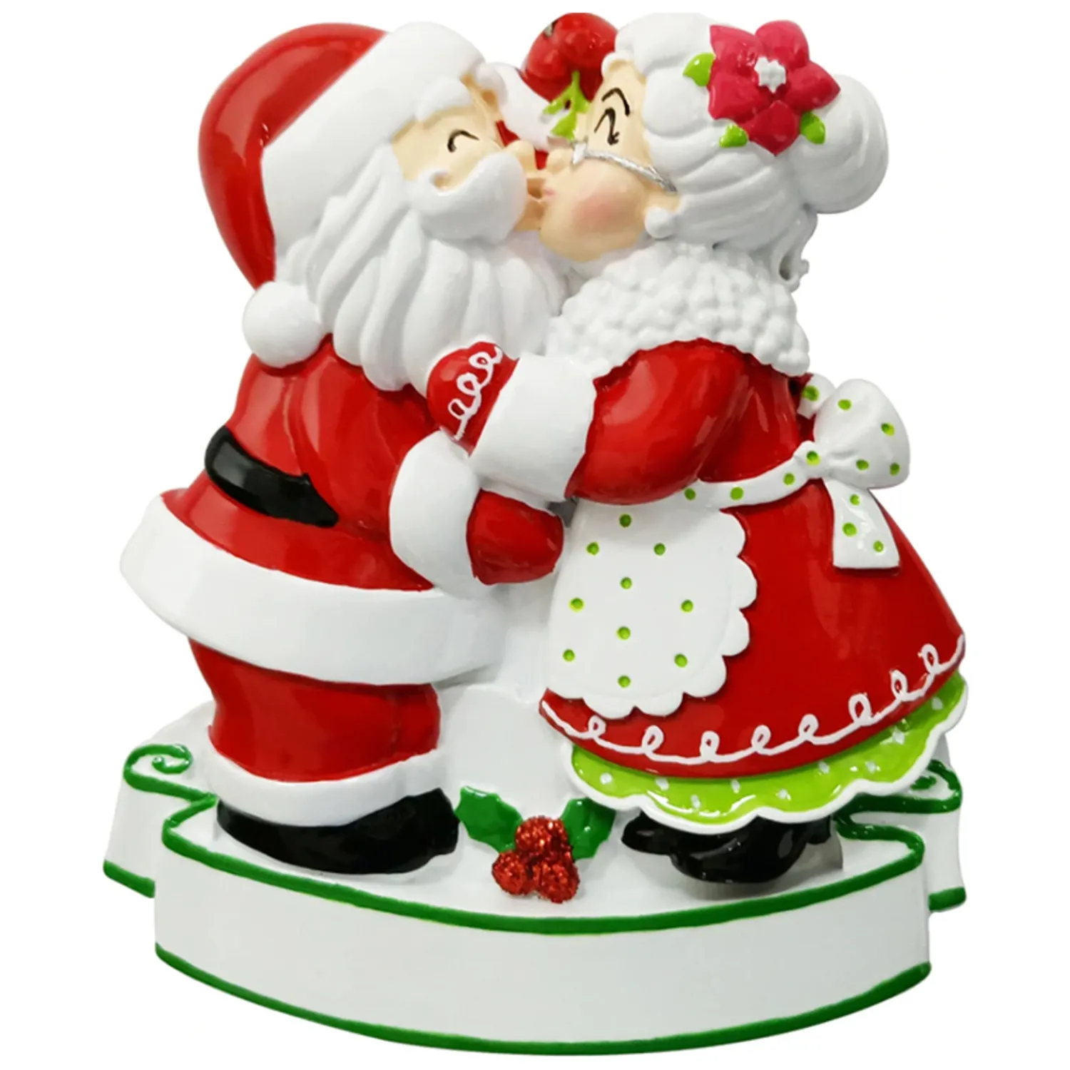 The Jolly Christmas Shop Mr. And Mrs. Claus Kissing Personalized Christmas Ornament OR2391