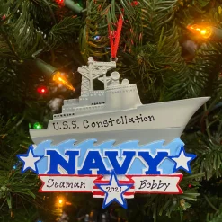 Discount The Jolly Christmas Shop Navy Air Craft Carrier Personalized Christmas Ornament OR1394