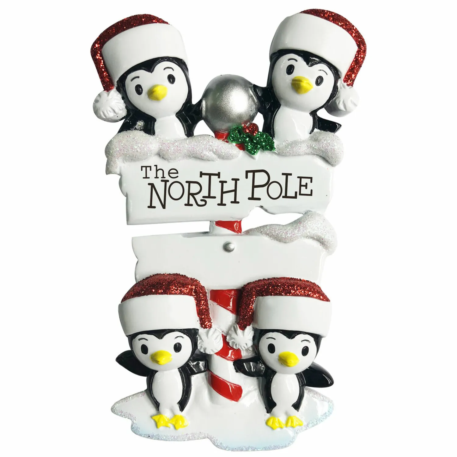 The Jolly Christmas Shop Penguin Family Of 4 At The North Pole Personalized Christmas Ornament OR1739-4
