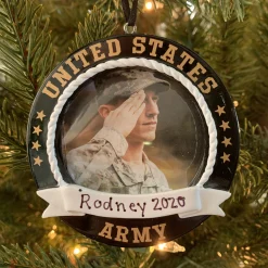 Clearance The Jolly Christmas Shop Personalized Black Army Frame Christmas Ornament