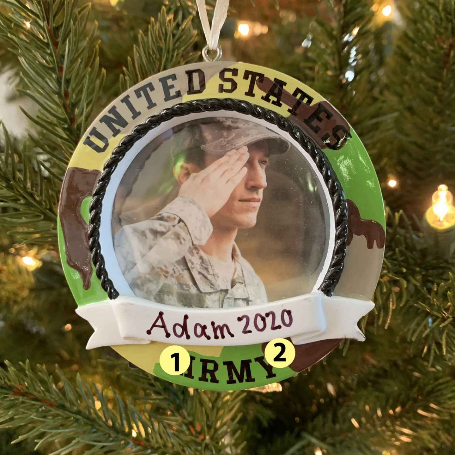 Online The Jolly Christmas Shop Personalized Camo Army Frame Christmas Ornament