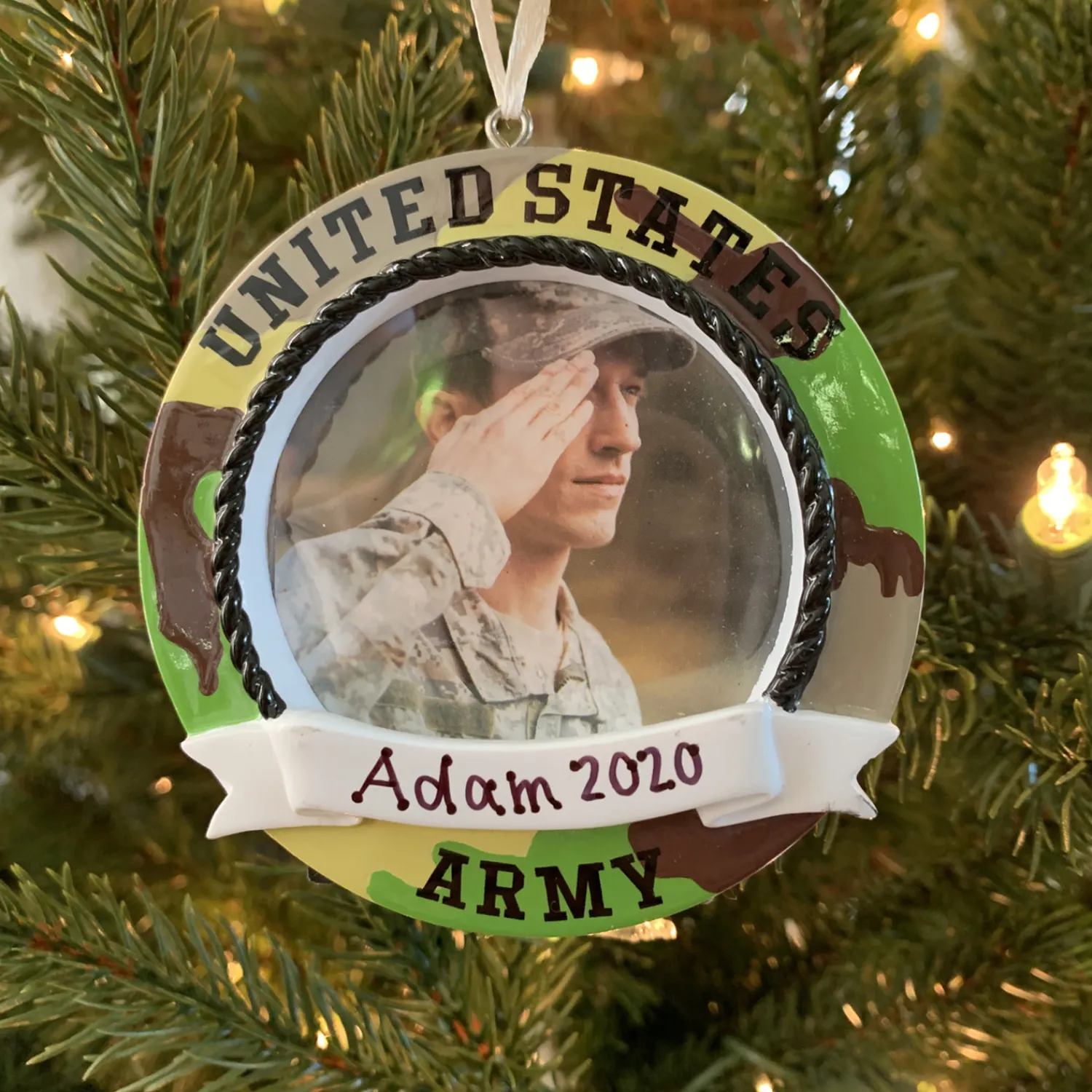 Online The Jolly Christmas Shop Personalized Camo Army Frame Christmas Ornament