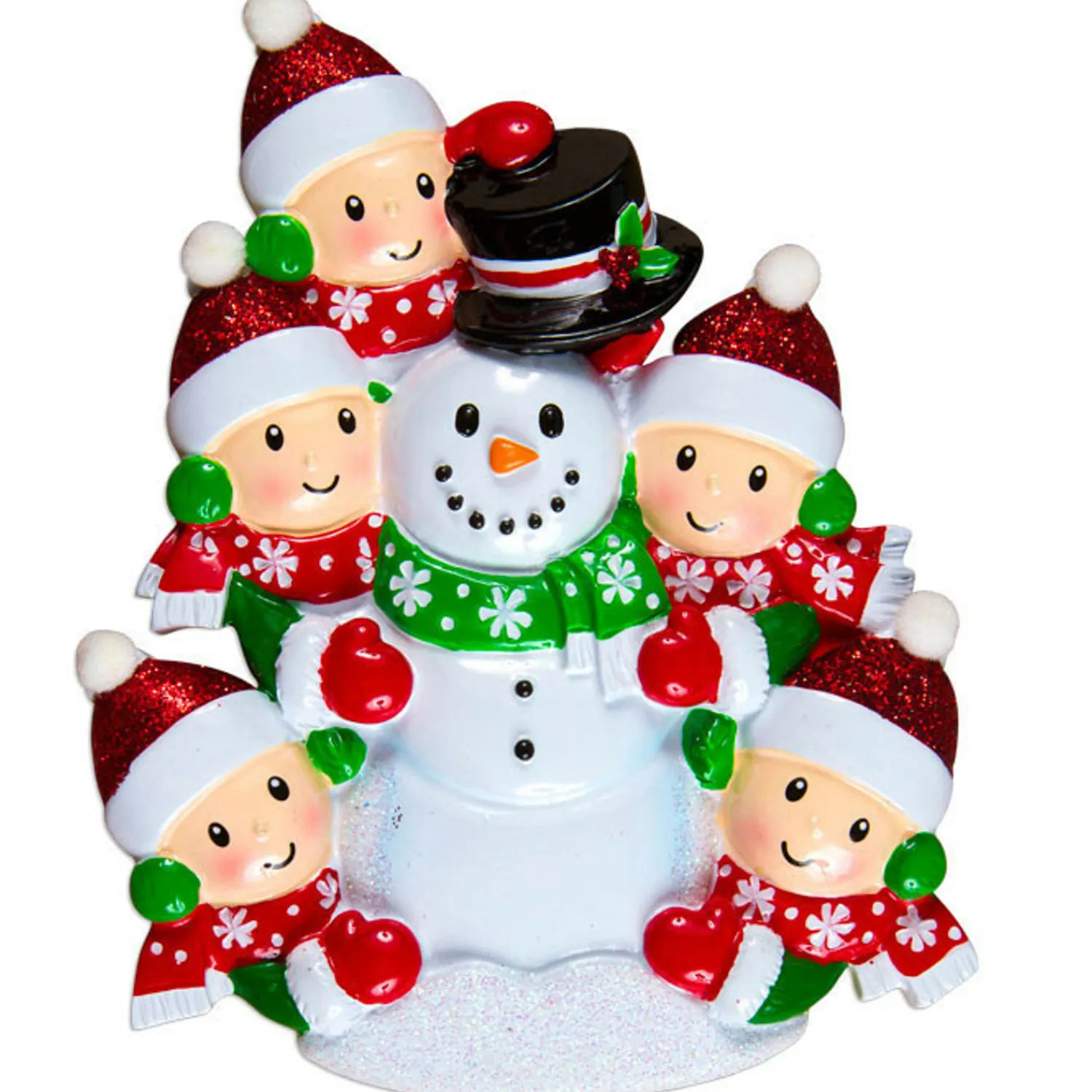 Discount The Jolly Christmas Shop Personalized Christmas Ornament Family Of 5 Building A Snowman OR1367-5