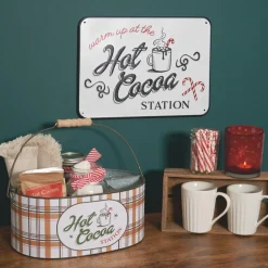 New The Jolly Christmas Shop Primitives By Kathy 13.5" Hot Cocoa Station Metal Christmas Sign 119011