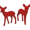 The Jolly Christmas Shop Primitives By Kathy 6" Red Velvet Flocked Deer Christmas Figures Set Of 2 107781