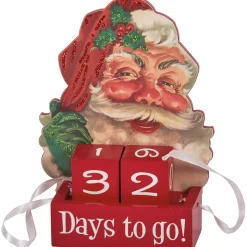 Outlet The Jolly Christmas Shop Primitives By Kathy 7.5" Santa Days To Go Block Countdown Advent Calendar 115324