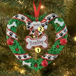 Outlet The Jolly Christmas Shop Puppy's First Christmas Wreath Personalized Christmas Ornament OR1612