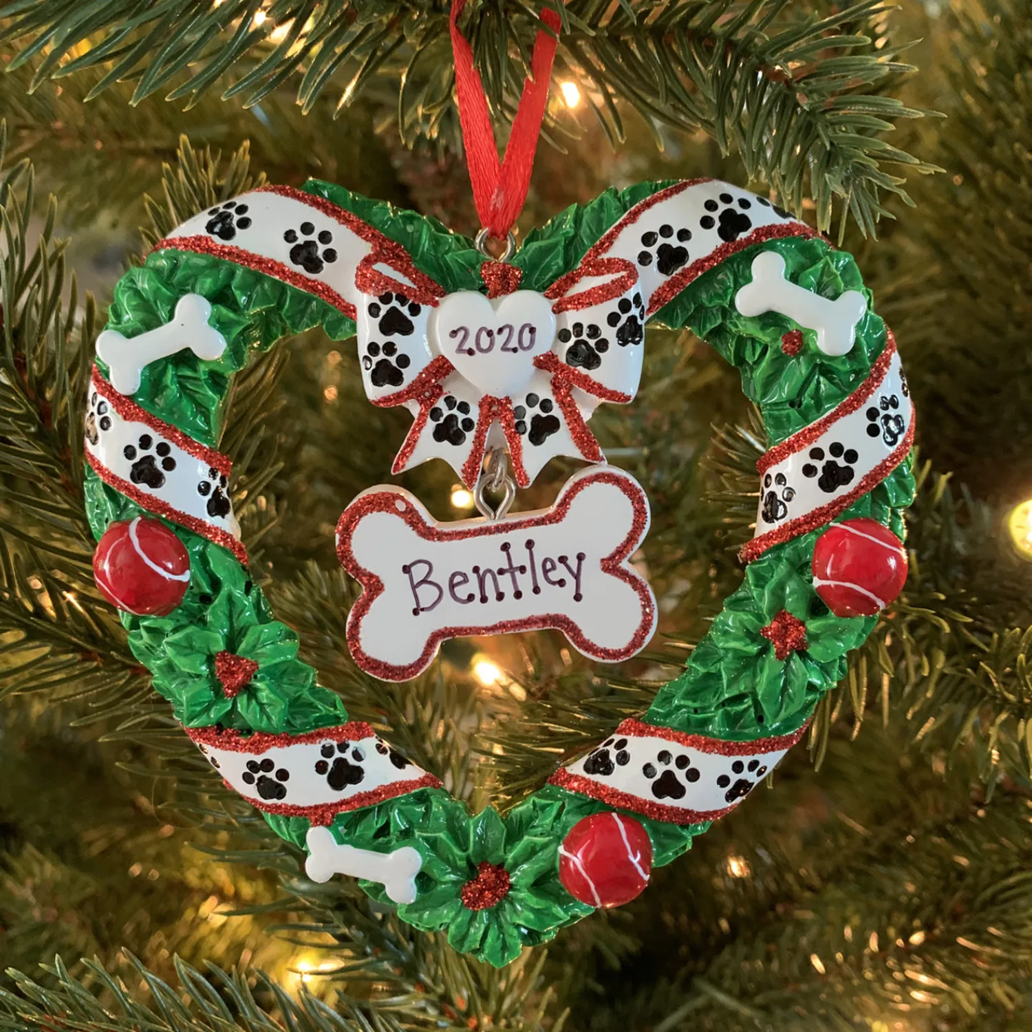 Outlet The Jolly Christmas Shop Puppy's First Christmas Wreath Personalized Christmas Ornament OR1612