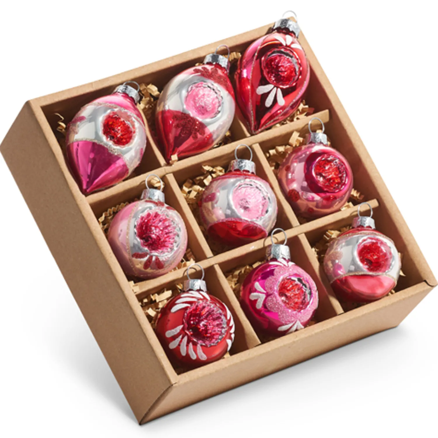Best The Jolly Christmas Shop Ra 2.75" Box Of Vintage Pink Reflector Glass Christmas Ornament 4423005