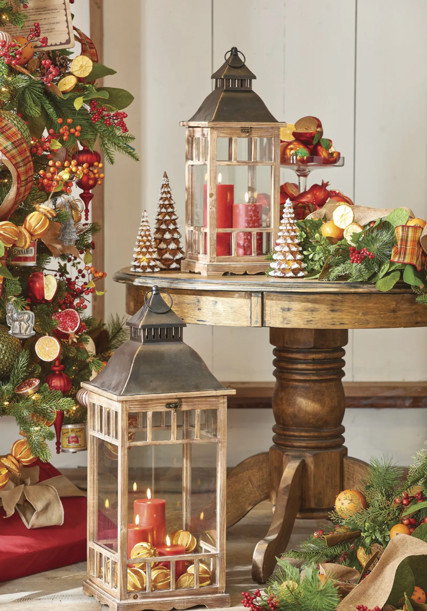 The Jolly Christmas Shop Raz 23" & 30" Metal And Wood Christmas Lantern Set 4018501
