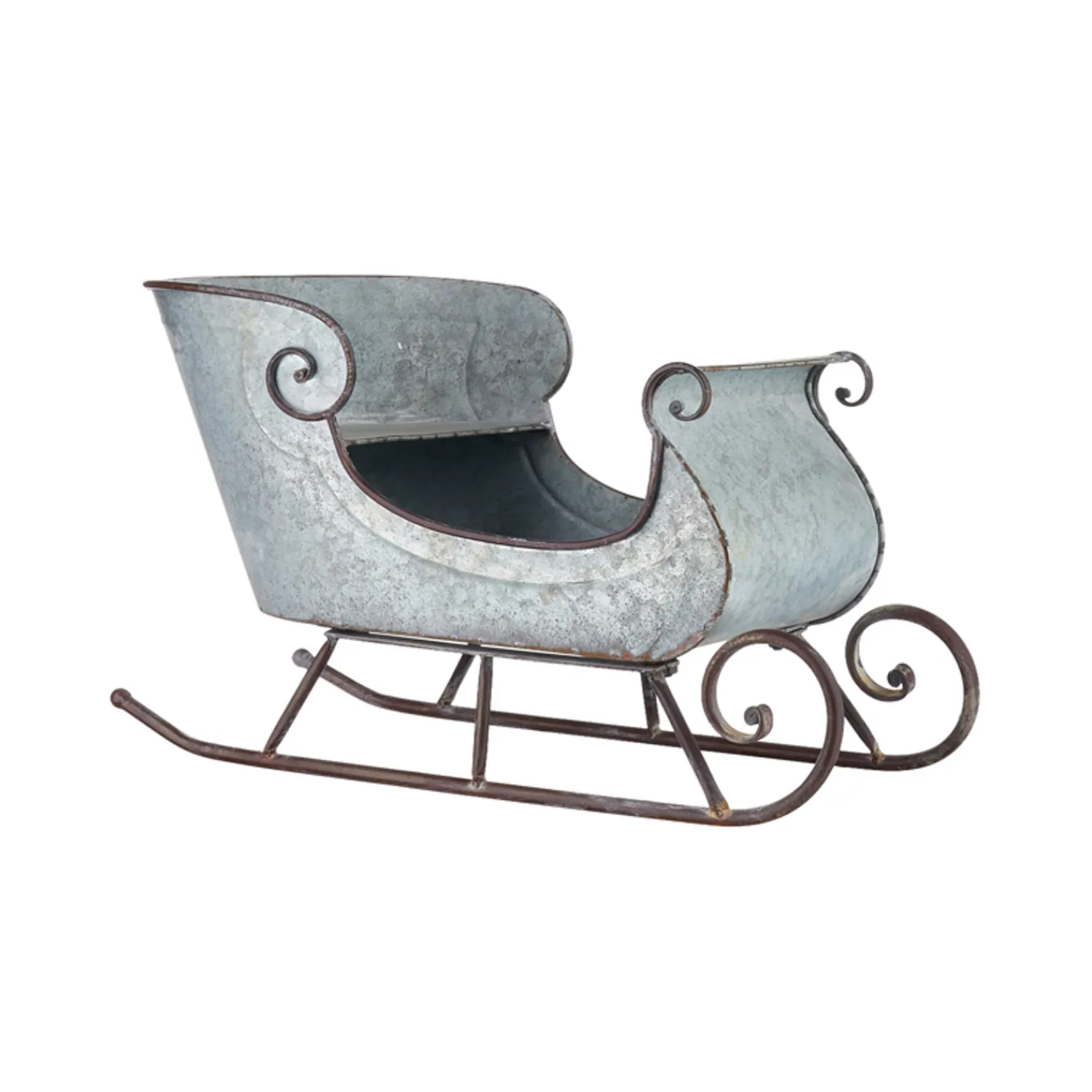 Hot The Jolly Christmas Shop Raz 16.5" & 24.5" Galvanized Distressed Metal Sleighs Set Of 2 Christmas Decoration 4128884
