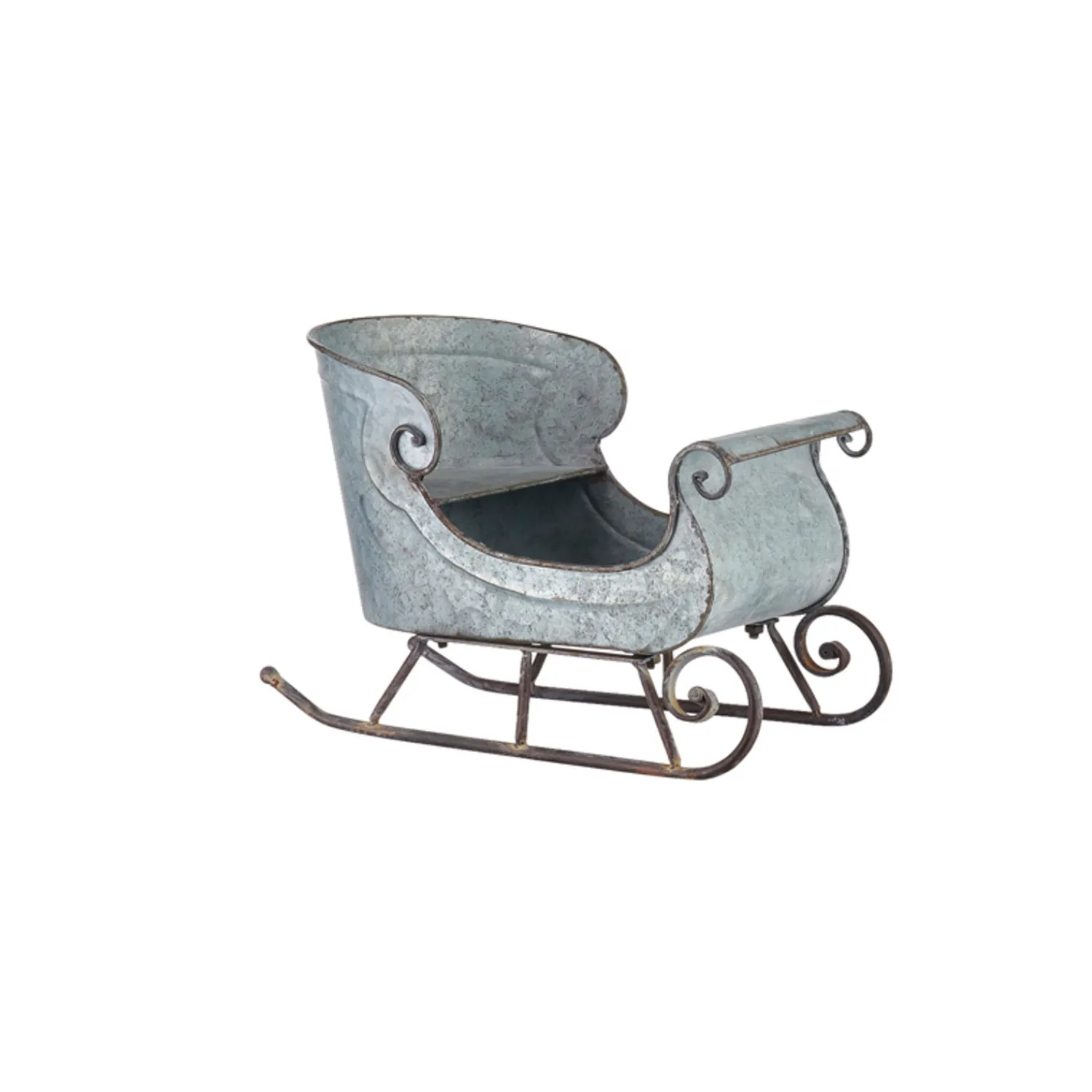 Hot The Jolly Christmas Shop Raz 16.5" & 24.5" Galvanized Distressed Metal Sleighs Set Of 2 Christmas Decoration 4128884