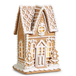 Clearance The Jolly Christmas Shop Raz 10.5", 12", Or 23" Large Traditional Lighted Christmas Gingerbread House With White Icing