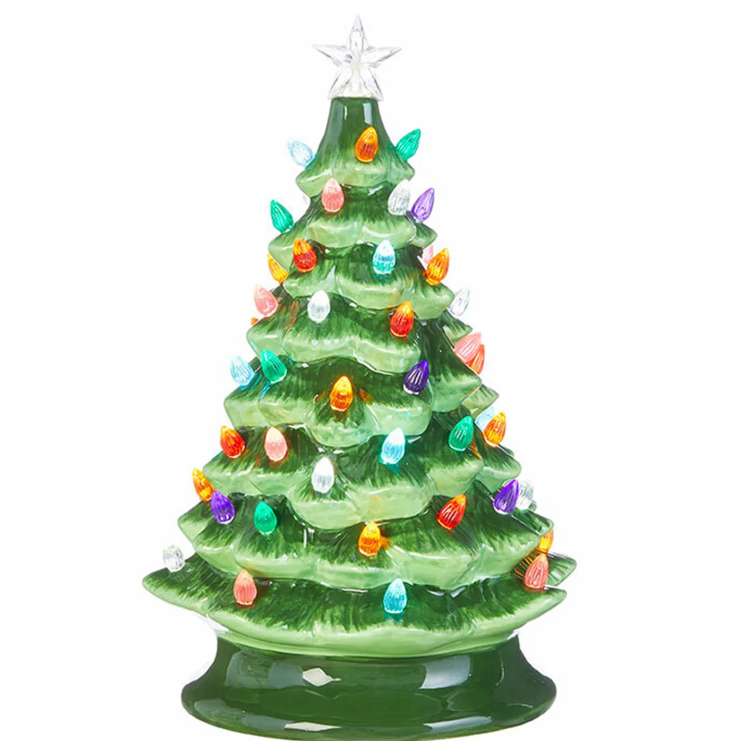 Outlet The Jolly Christmas Shop Raz 8", 13", Or 17" Battery Operated Lighted Green Ceramic Christmas Tree