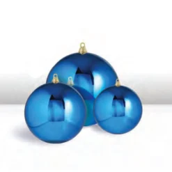 Outlet The Jolly Christmas Shop Raz 3", 4", Or 6" Large Blue Shiny Ball Christmas Ornaments
