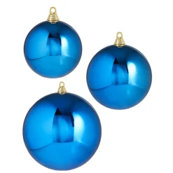 Outlet The Jolly Christmas Shop Raz 3", 4", Or 6" Large Blue Shiny Ball Christmas Ornaments