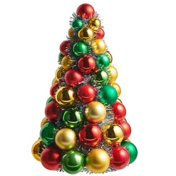 The Jolly Christmas Shop Raz 10", 13", Or 15.5" Red, Green And Gold Ball Ornament Christmas Tree