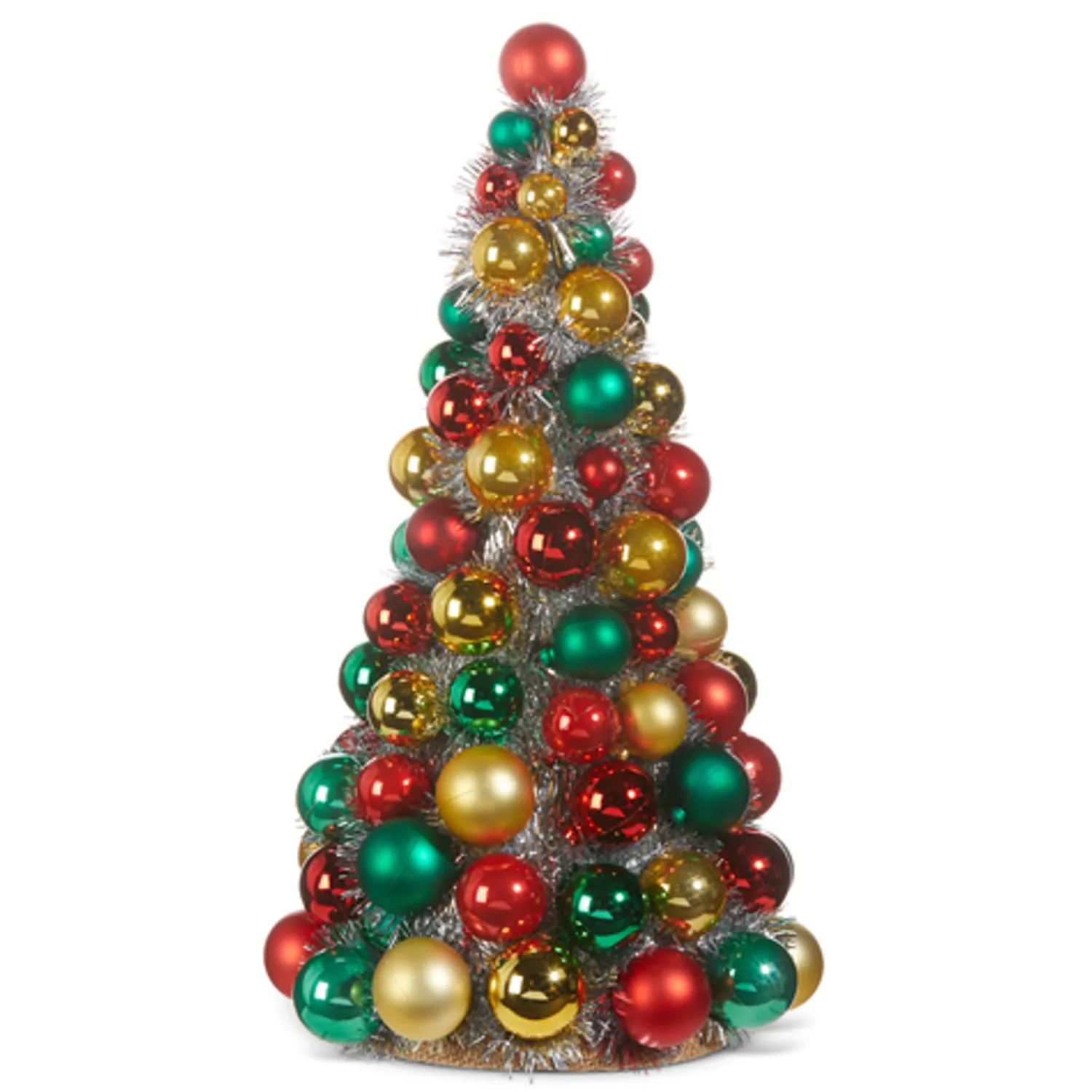 The Jolly Christmas Shop Raz 10", 13", Or 15.5" Red, Green And Gold Ball Ornament Christmas Tree