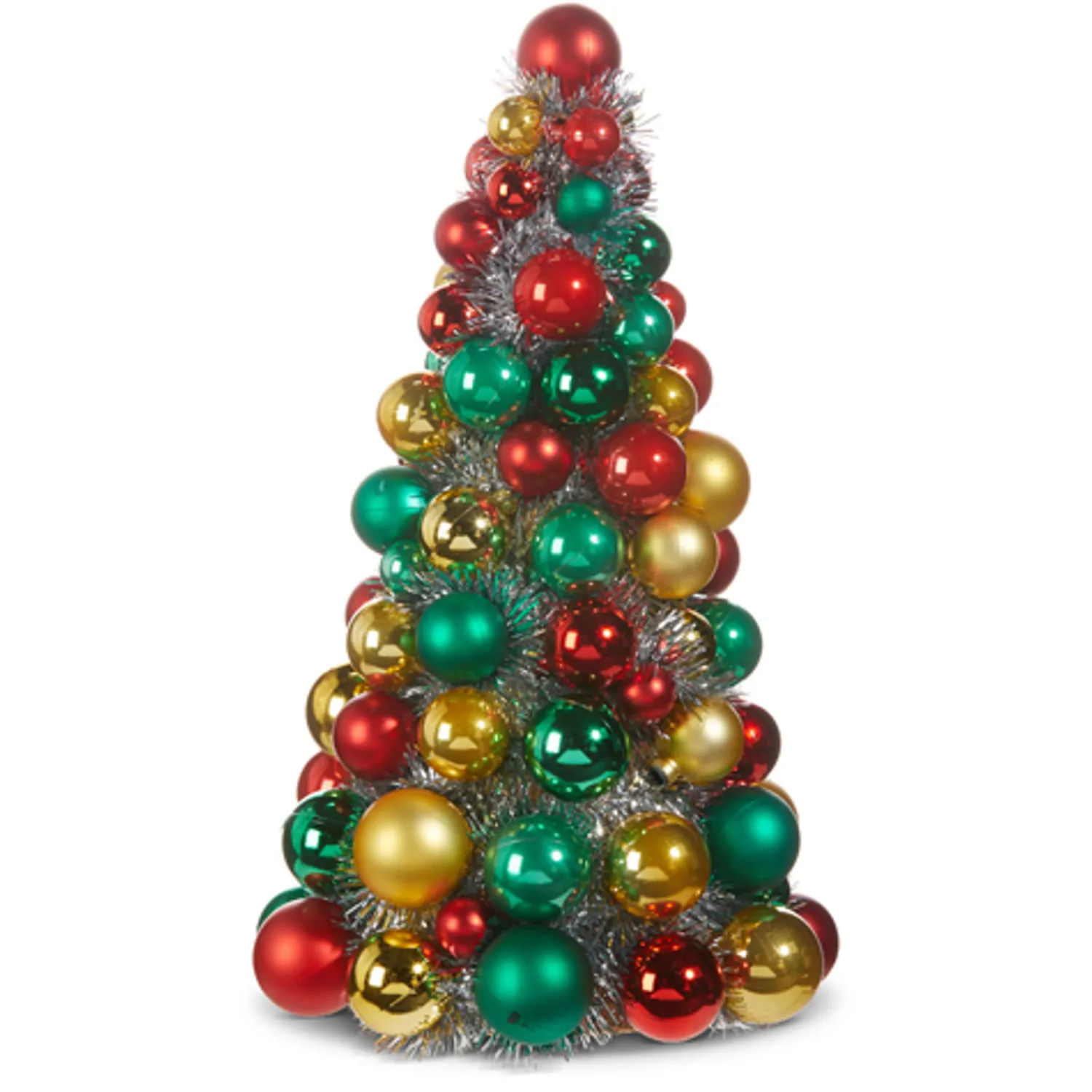 The Jolly Christmas Shop Raz 10", 13", Or 15.5" Red, Green And Gold Ball Ornament Christmas Tree