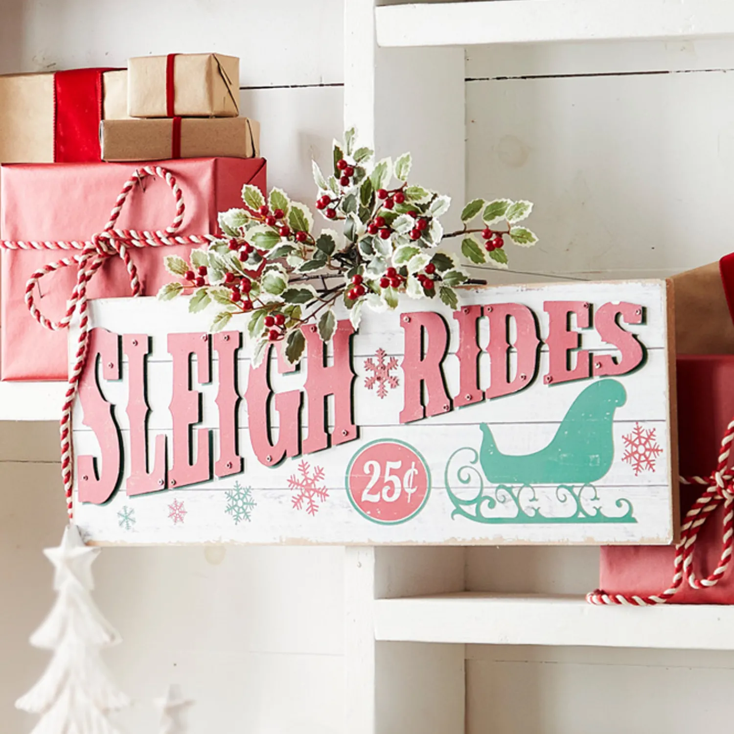 Hot The Jolly Christmas Shop Raz 28" Sleigh Rides Christmas Wall Sign 4312375