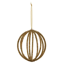 Best The Jolly Christmas Shop Raz 5" Antiqued Gold Beaded Ball Christmas Ornament 4424069