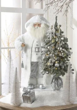Online The Jolly Christmas Shop Raz 37" Arctic Winter White Santa With Lighted Tree Christmas Decoration 4415588