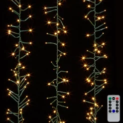 Outlet The Jolly Christmas Shop Raz 15' Battery Operated Cluster Garland Green Wire With White Compact Christmas Lights G3937045