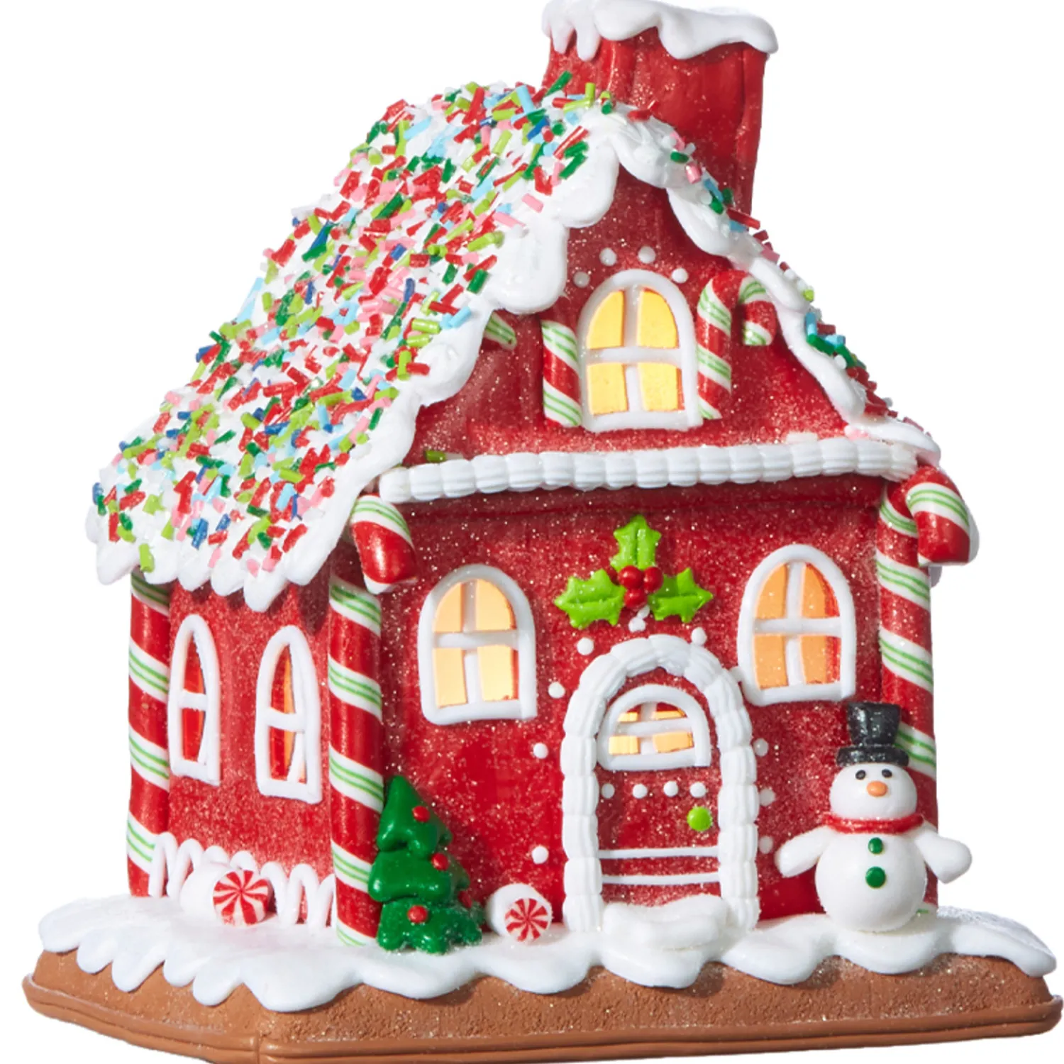 Sale The Jolly Christmas Shop Raz 7.25" Battery Operated LED Lighted Claydough Gingerbread House Christmas Figure 4016097
