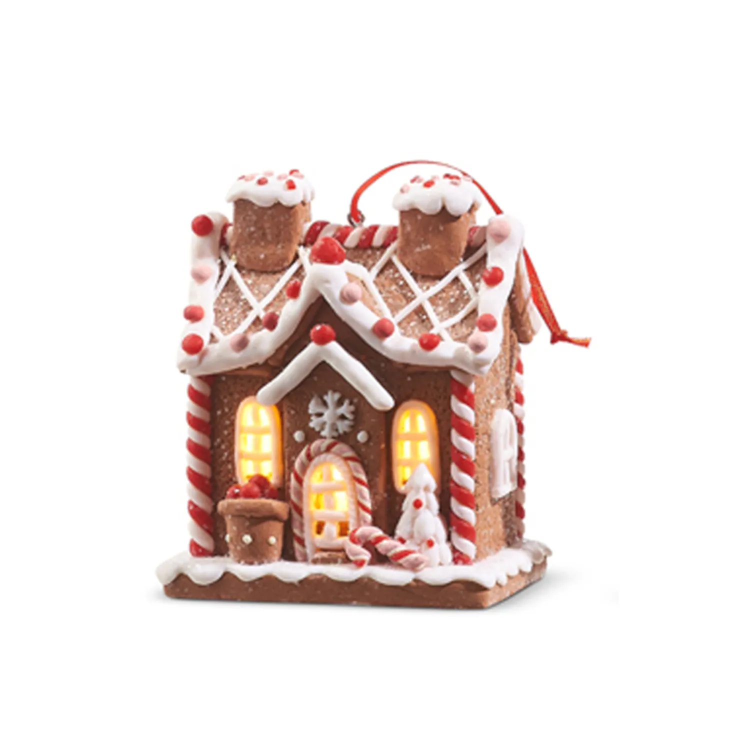 Outlet The Jolly Christmas Shop Raz 5" Battery Operated Lighted Pink And Red Gingerbread House Christmas Ornament 4316088