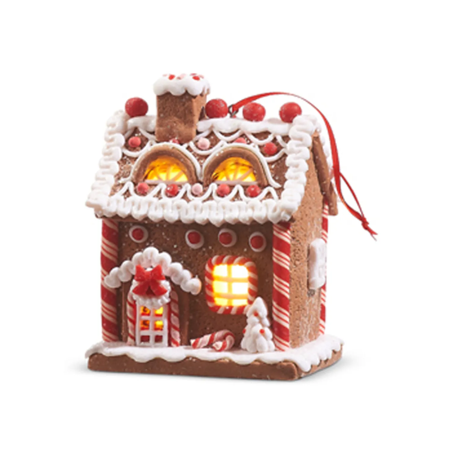 Outlet The Jolly Christmas Shop Raz 5" Battery Operated Lighted Pink And Red Gingerbread House Christmas Ornament 4316088