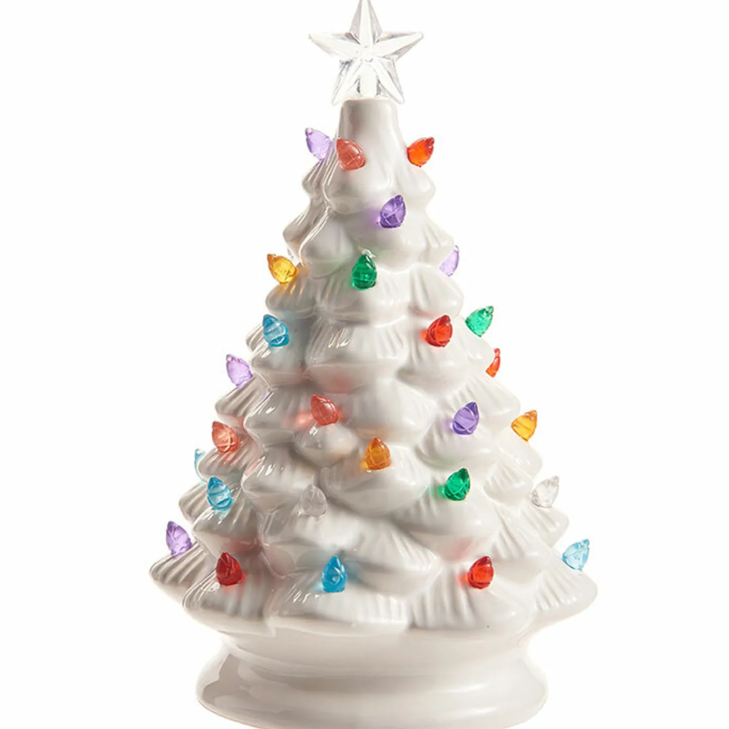 Hot The Jolly Christmas Shop Raz 8" Battery Operated Lighted White Or Metallic Green Ceramic Christmas Tree
