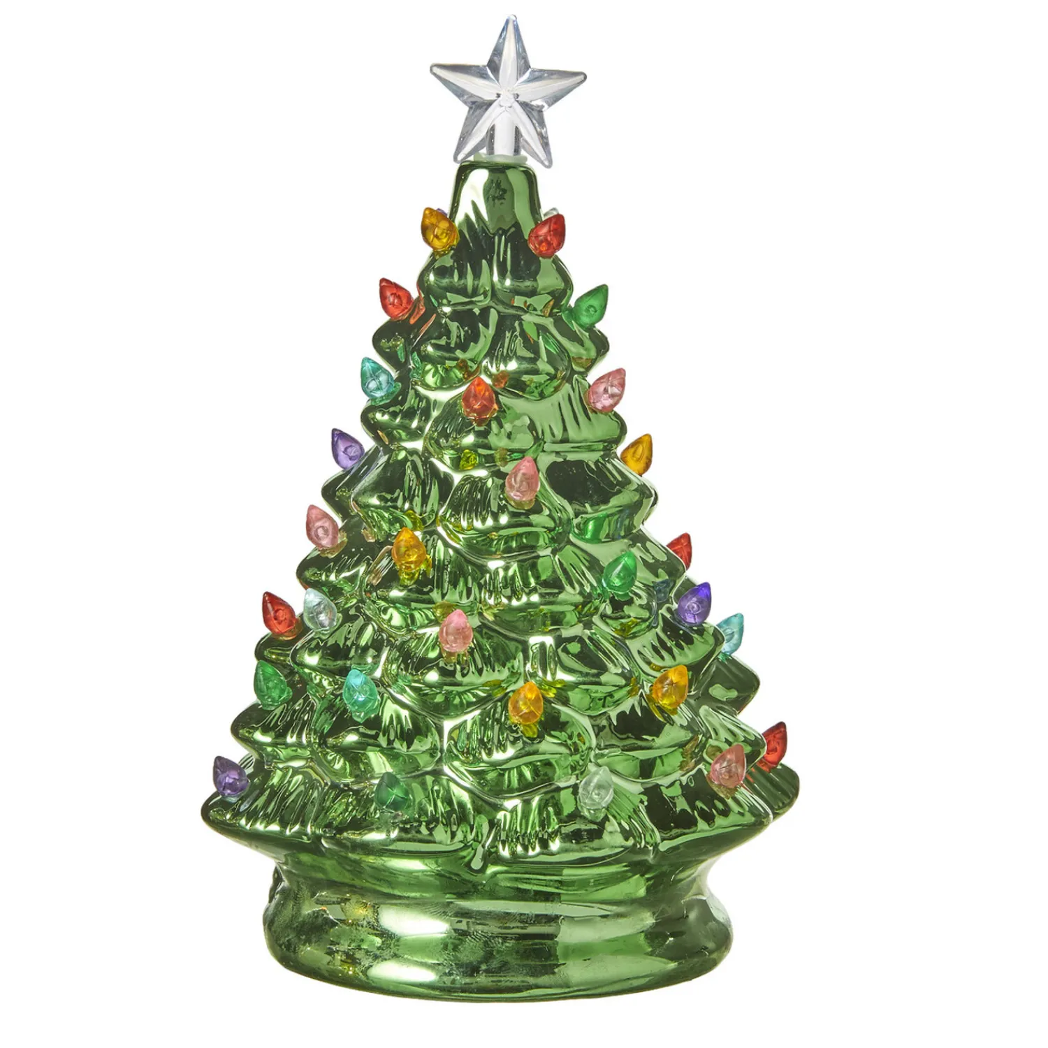 Hot The Jolly Christmas Shop Raz 8" Battery Operated Lighted White Or Metallic Green Ceramic Christmas Tree