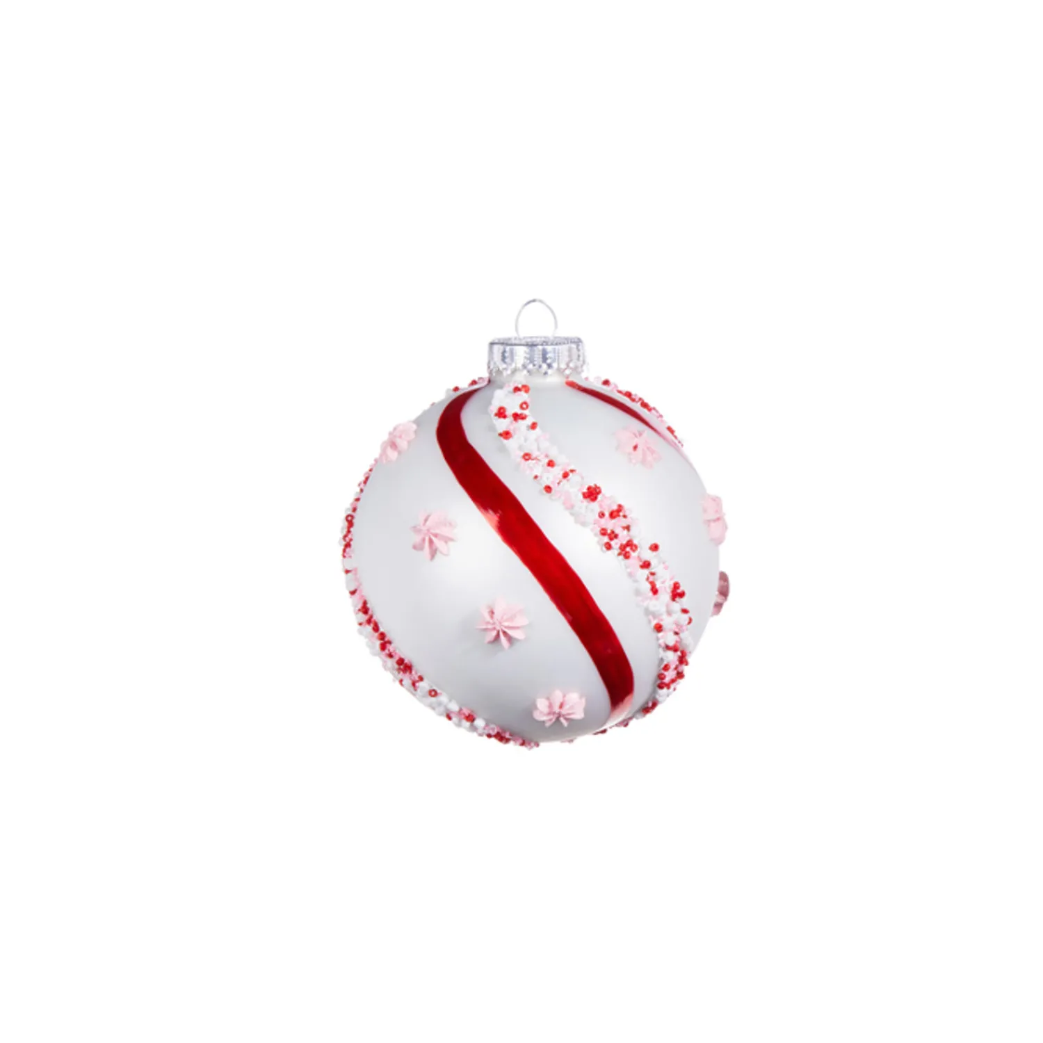 Hot The Jolly Christmas Shop Raz 4.5" Beaded Peppermint And Pink Glass Christmas Ornament 4352874