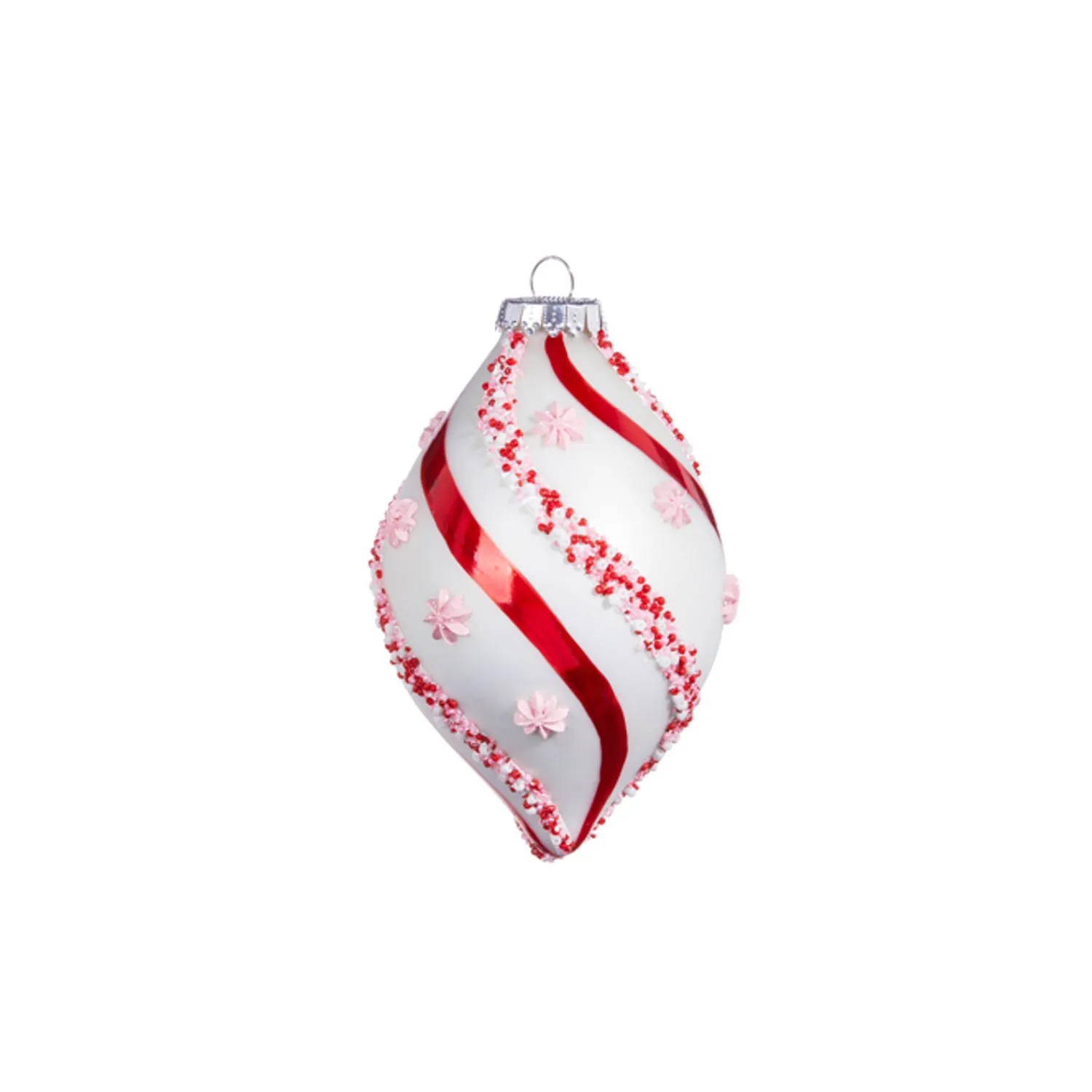 Hot The Jolly Christmas Shop Raz 4.5" Beaded Peppermint And Pink Glass Christmas Ornament 4352874