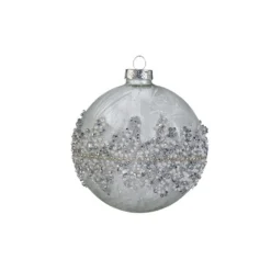 New The Jolly Christmas Shop Raz 4" Beaded Silver Glass Christmas Ornament 4422861