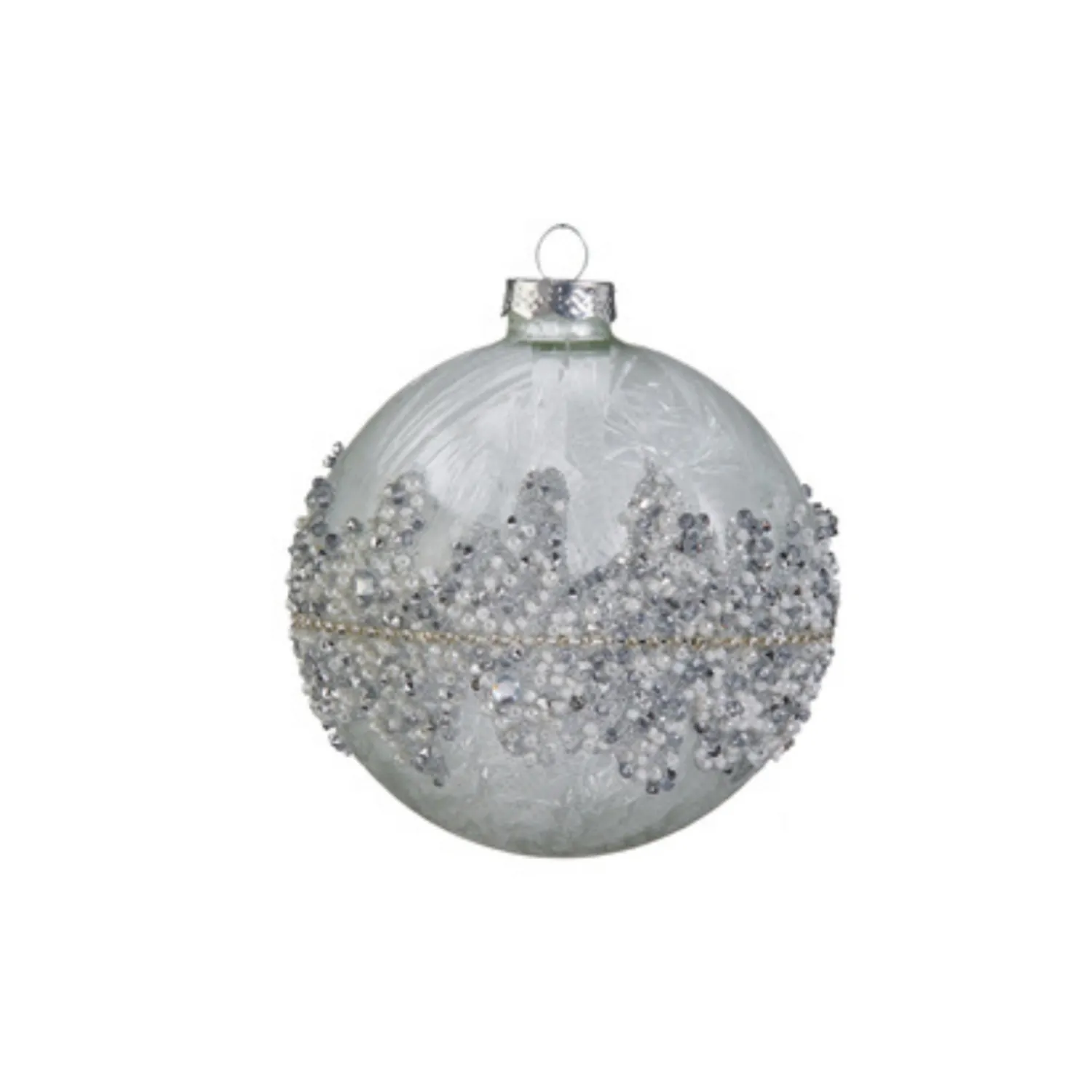 New The Jolly Christmas Shop Raz 4" Beaded Silver Glass Christmas Ornament 4422861
