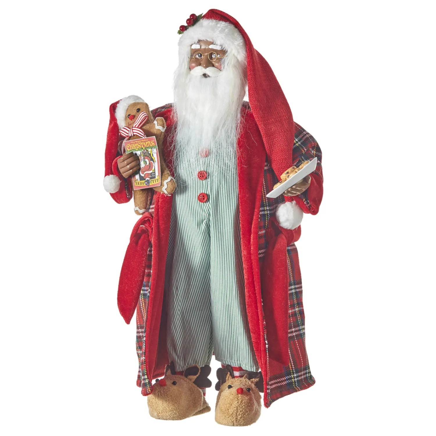 Clearance The Jolly Christmas Shop Raz 18" Bedtime African American Santa With Plate Of Cookies Christmas Figure 4115558