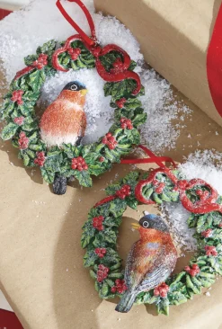 Sale The Jolly Christmas Shop Raz 4.5" Bird In Wreath Christmas Ornament 4107015