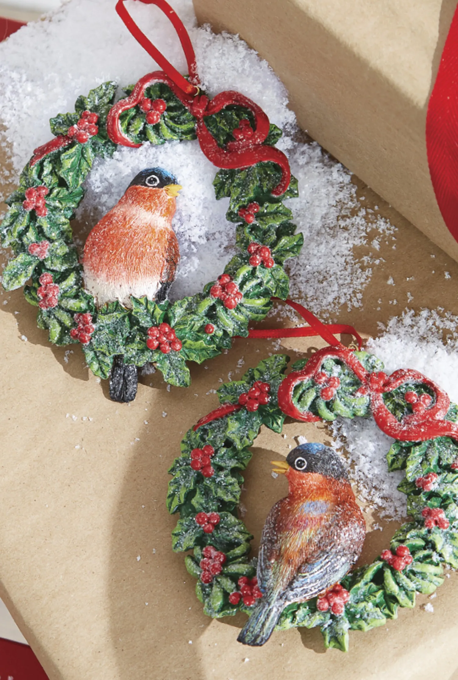 Sale The Jolly Christmas Shop Raz 4.5" Bird In Wreath Christmas Ornament 4107015