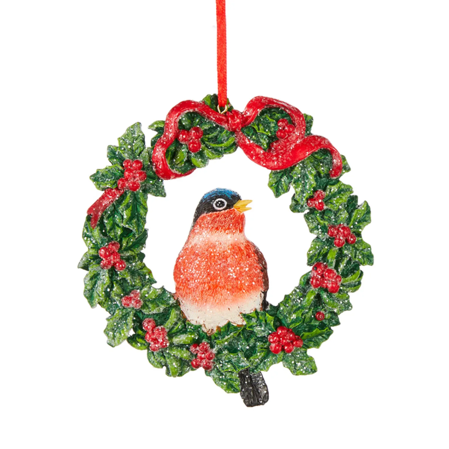 Sale The Jolly Christmas Shop Raz 4.5" Bird In Wreath Christmas Ornament 4107015