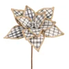 New The Jolly Christmas Shop Raz 15" Black And White Checkered Poinsettia Christmas Stem F4306712