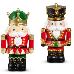 Hot The Jolly Christmas Shop Raz 12.5" Black Hat Or Green Hat Lighted Nutcracker Christmas Decoration