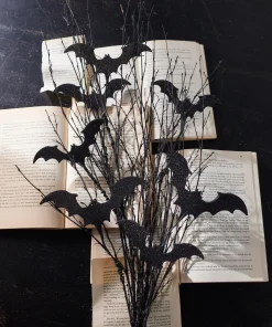 Online The Jolly Christmas Shop Raz 34" Black Willow And Glittered Bat Halloween Spray F4406675