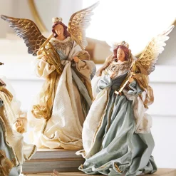 Outlet The Jolly Christmas Shop Raz 16" Blue Angel With Harp Christmas Figure 4310661