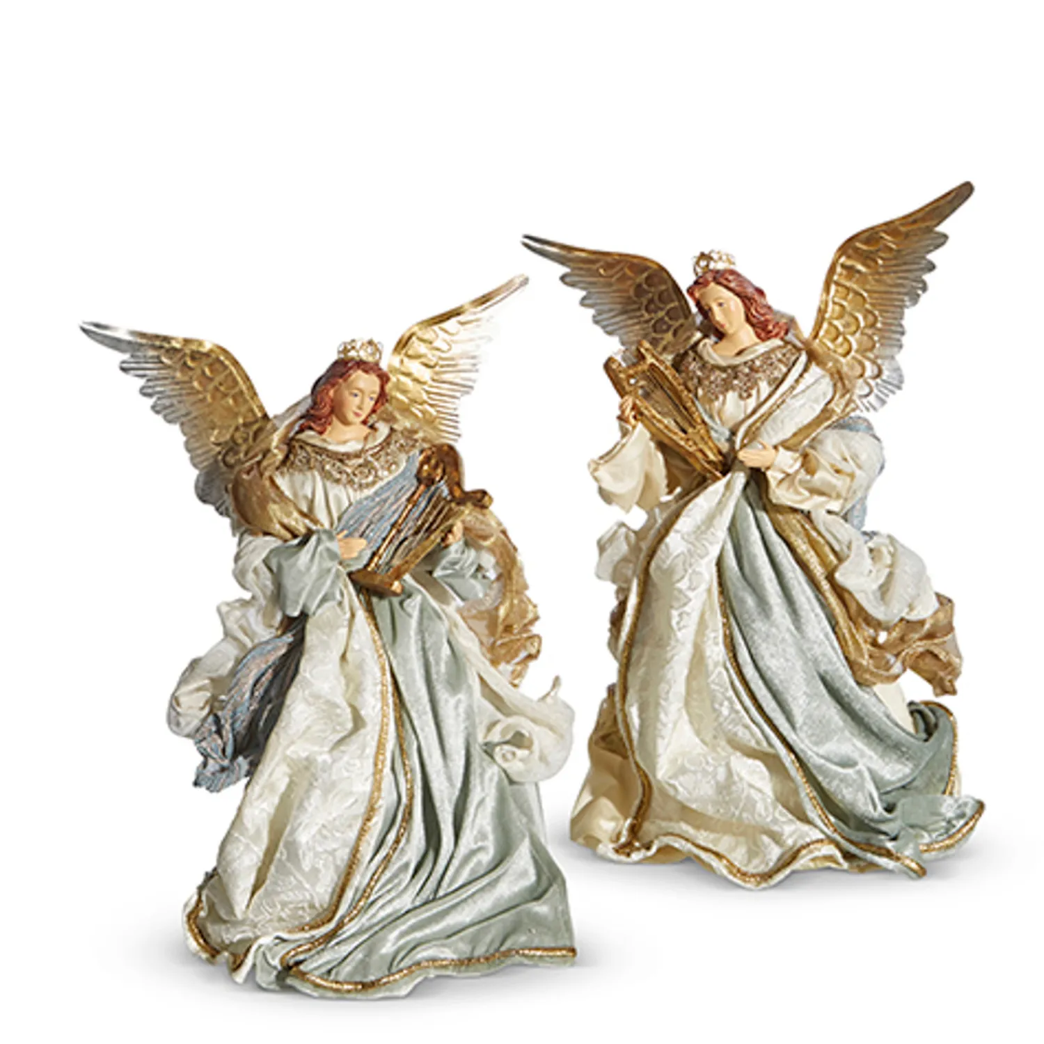 Outlet The Jolly Christmas Shop Raz 16" Blue Angel With Harp Christmas Figure 4310661