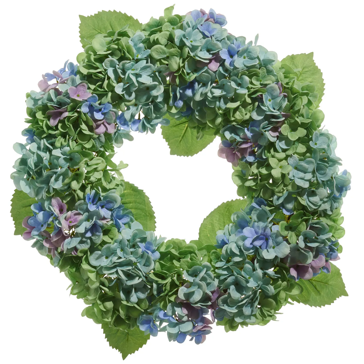 Sale The Jolly Christmas Shop Raz 24" Blue And Green Hydrangea Spring Wreath W4441809